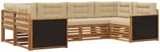 vidaXL - Ensemble de canapé d'extérieur 6 pièces Acacia massif naturel et beige