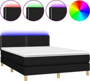 vidaXL Boxspringbed met matras en LED-verlichting, zwart, 140x190 cm, gestoffeerd