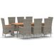 VidaXL 9-delige Tuinset met Kussens Poly Rattan Grijs
