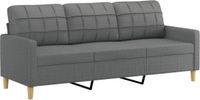vidaXL Driezitsbank 180 cm stof donkergrijs