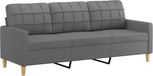vidaXL Driezitsbank 180 cm stof donkergrijs