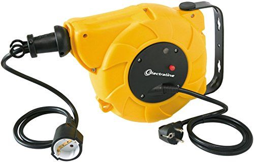 Electraline 100237 Kabelhaspel/automatische kabelhaspel 15 m (13+2 MT kabel, voor wand- en plafondmontage), kabelbox met verlengkabel/kabelhaspel