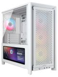 CORSAIR 4000D LCD RS ARGB, premium mid-tower pc-behuizing, wit, met 14,5-inch LCD touchscreen, 4 ARGB RS120 mm PWM ventilatoren
