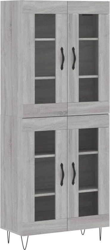 vidaXL Hoge kast 69,5x34x180 cm bewerkt hout grijs sonoma eikenkleurig
