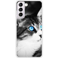 Samsung Bedrukt siliconen hoesje compatibel met Galaxy S21 Chat yeux bleu
