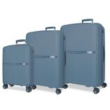 Movom Noon Kofferset, blauw, 56/66/76 cm, stijf, polypropyleen, TSA-sluiting, 219,5 l