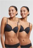 Urban Classics Basic Cotton Lace 2Pack BH - 85B - Zwart/Zwart