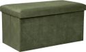 Atmosphera Poef/krukje/hocker Amber - Opvouwbare zit opslag box - fluweel Dennengroen - 76 x 38 x 38 cm