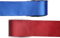 Merkloos Satijn sierlint pakket - blauw/rood - 2,5 cm x 25 meter - Hobby/decoratie/knutselen - 2x rollen