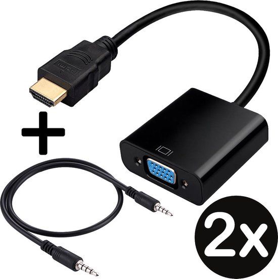 HDMI naar VGA Adapter Converter - Zwart - 2 Stuks