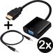 HDMI naar VGA Adapter Converter - Zwart - 2 Stuks