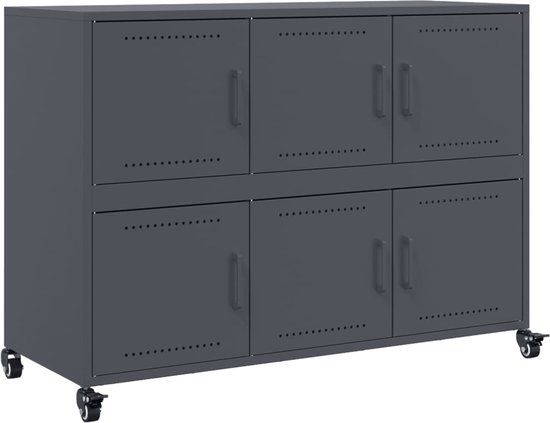 vidaXL Dressoir 100,5x39x72 cm staal antracietkleurig