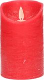 Anna's Collection Led kaars/stompkaars - rood - H12,5 x D7,5 cm - wax - bewegende vlam