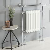 Elizabeth Radiateur pour salle de bain Dual Fuel / Hybride Classique Blanc avec porte-serviettes suspendu 62 x 93cm Incl. Thermostat tactile Wifi