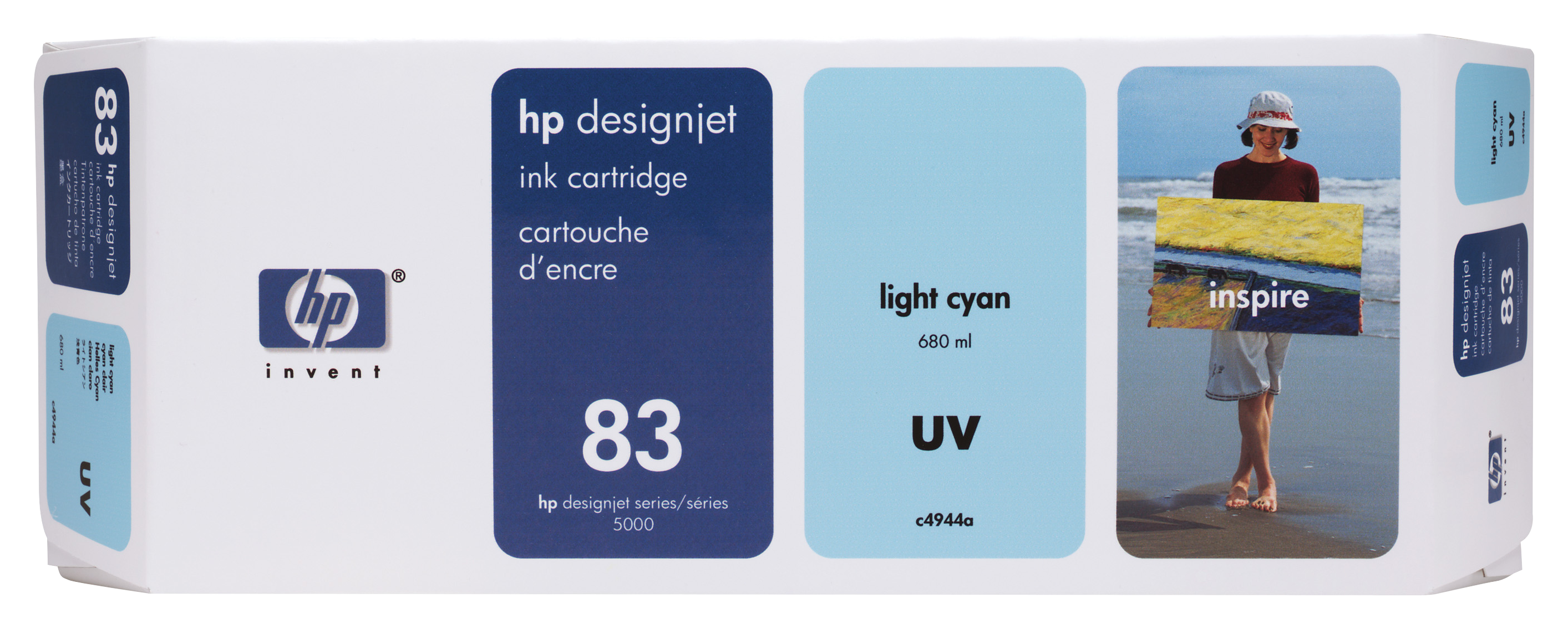 HP 83 Light Cyan DesignJet UV Ink Cartridge - 680ml - C4944A
