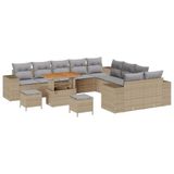 vidaXL Tuinbank Set Beige Poly Rattan