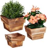 Merkloos Relaxdays plantenpot - set van 3 - hout - binnen - buiten - vierkant