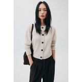 comma gebreid vest met wol - beige
