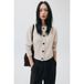 comma gebreid vest met wol - beige