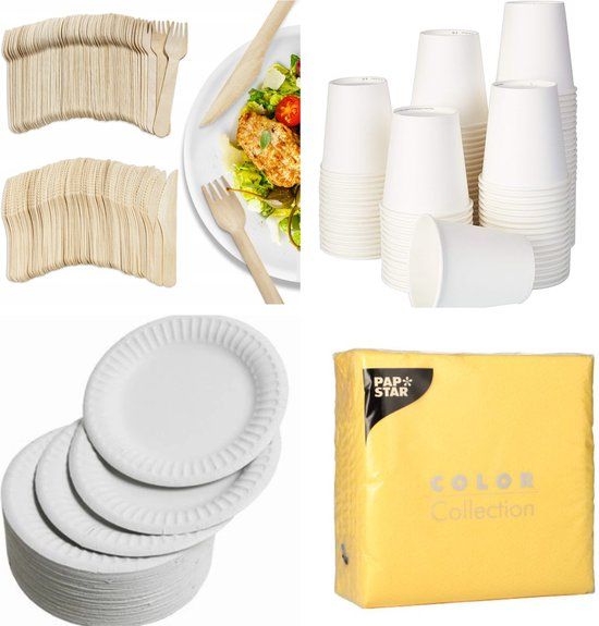 Stella Packadi 500-delige wegwerp bestekset met borden, bekers en servetten