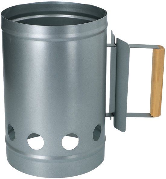 alpina Houtskoolstarter Ø16 cm x 27 cm - Barbecue Aanmaakstarter van Metaal - BBQ Starter met Handvat - Snel en Eenvoudig