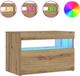 vidaXL Nachtkastje met LED - Bewerkt Hout - Artisanaal Eiken - 60x35x40 cm