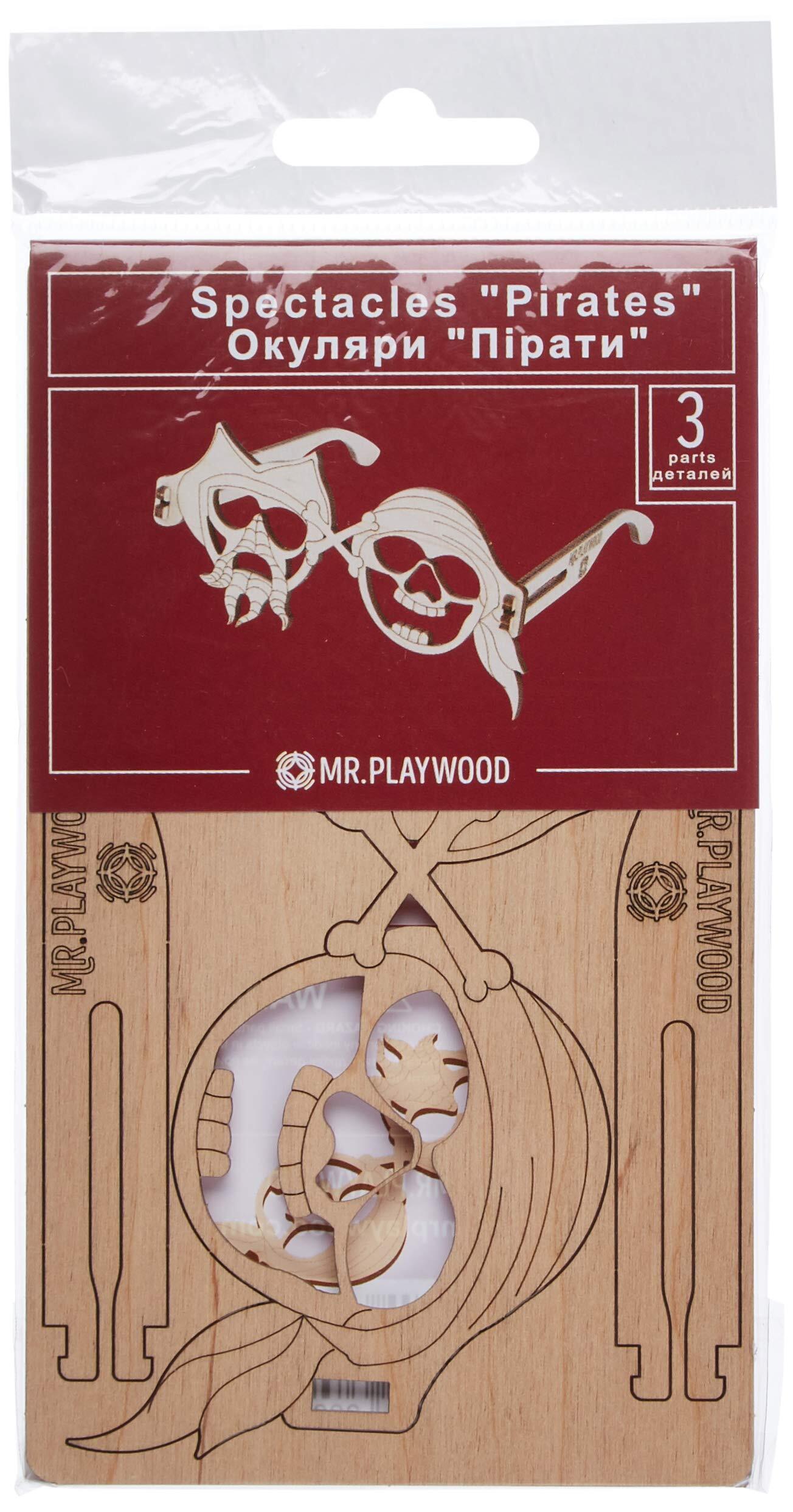 Mr. PlayWood Houten Bril Piraten - Modelbouw - 140x145x70mm