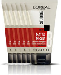L'Oréal Matt & Messy Studio Line Matt & Messy Zero Shine Fibre Paste - 6 x 150ml - Paste - Value Pack