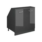 Vicco R-Line Keukenkast voor schuine wand – 80 cm met 2 deuren, kastromp 60 cm diepte Antraciet Hoogglans