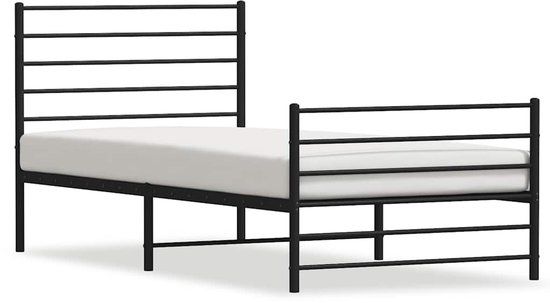 vidaXL Bedframe met hoofd- en voeteneinde metaal zwart 90x200 cm