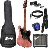 Fazley Elektrische Gitaarset - incl. tas, band, kabel - Maverick Rood