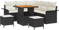 vidaXL Tuinbank Set 8-delig Zwart Polywood