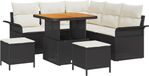 vidaXL Tuinbank Set 8-delig Zwart Polywood