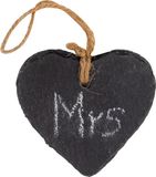 Merkloos Decoratie hartje - met ophanglus - leisteen - 8 x 8 cm - krijtbordje hanger