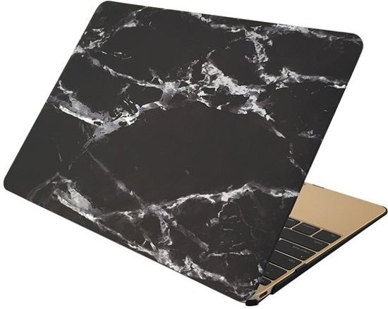 By Qubix Macbook 12 inch case van - Marble zwart - Macbook hoes Alleen geschikt voor Macbook 12 inch model nummer: A1534 zie onderzijde laptop - Eenvoudig te bevestigen macbook cover
