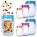 alpina Herbruikbare Voedselbewaarzakken - Set van 6 Stuks - Formaten 150/400/750ml - Luchtdicht, BPA-vrij en Vriezerbestendig - Mason Jar Design - Transparant/Meerkleurig