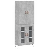 vidaXL Hoge kast, betonkleur, 69,5 x 34 x 180 cm, houtvezelplaat