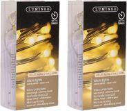 Merkloos Lumineo Draadverlichting - 2x - zilver - 20 led lampjes - warm wit - 95 cm - timer - lichtsnoer - zilverdraad - kerstverlichting