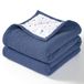 Lulu moon Mousseline babydeken, katoenen dekbedden voor peuters, omkeerbaar kinderdekbed voor baby's, jongens en meisjes, 120 x 120 cm (blauw)