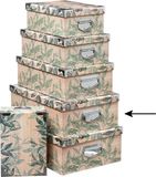 5five Opbergdoos/box - Green leafs print op hout - L44 x B31 x H15 cm - Stevig karton - Leafsbox