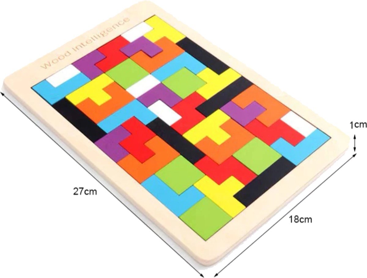 van Theo Houten Puzzel - Tetris - Houten Speelgoed - Vormen Puzzel