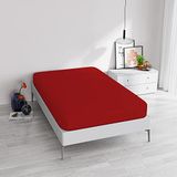 Elegant hoeslaken, 35 cm, rood, eenpersoonsbed