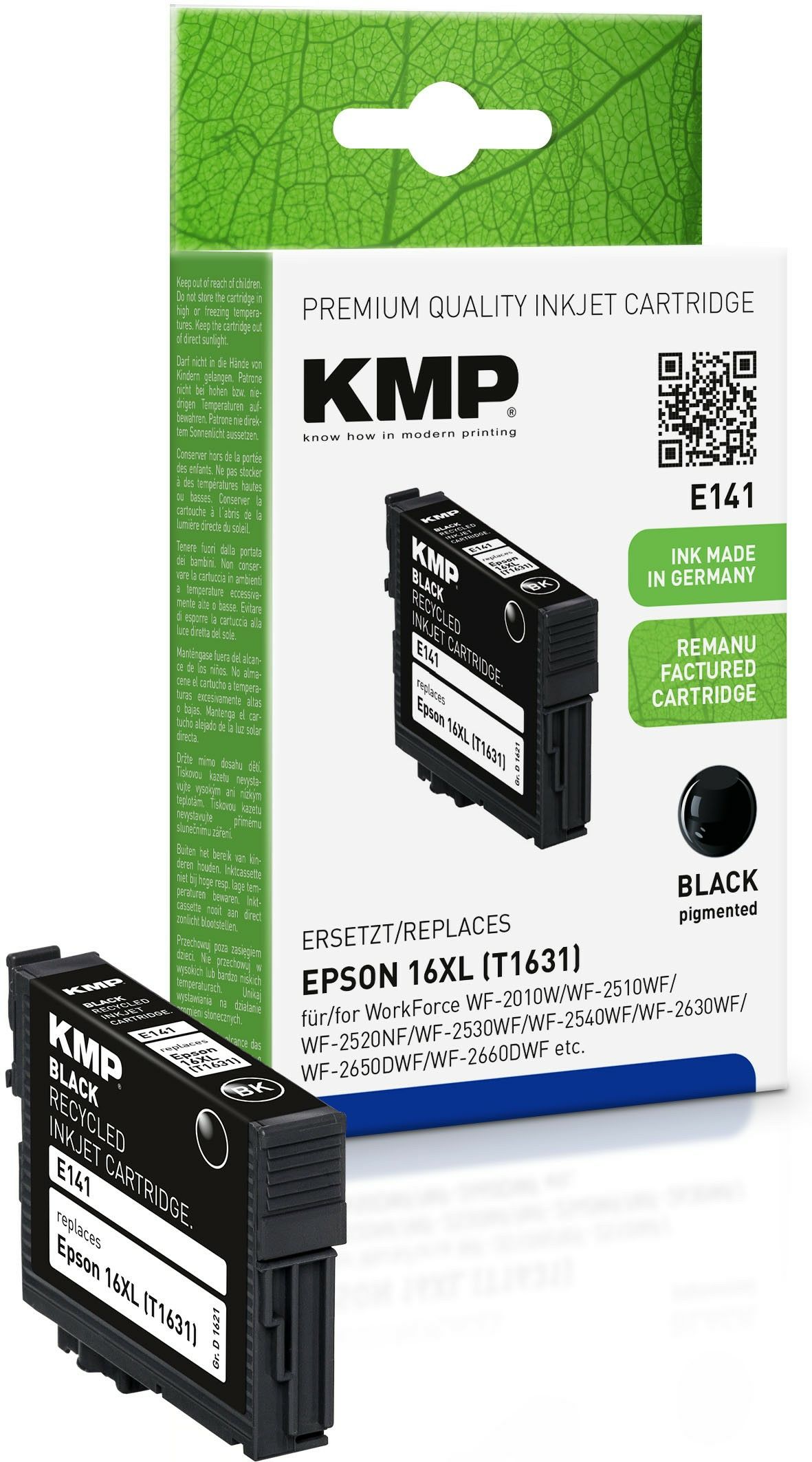 KMP E141 - Zwarte inktcartridge - 14 ml - 500 pagina's - Compatibel met Epson 16XL (T1631)