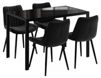 Vicco Grand Table de salle à manger, Noir 120 x 70 cm | avec 4 Chaises (Noir)