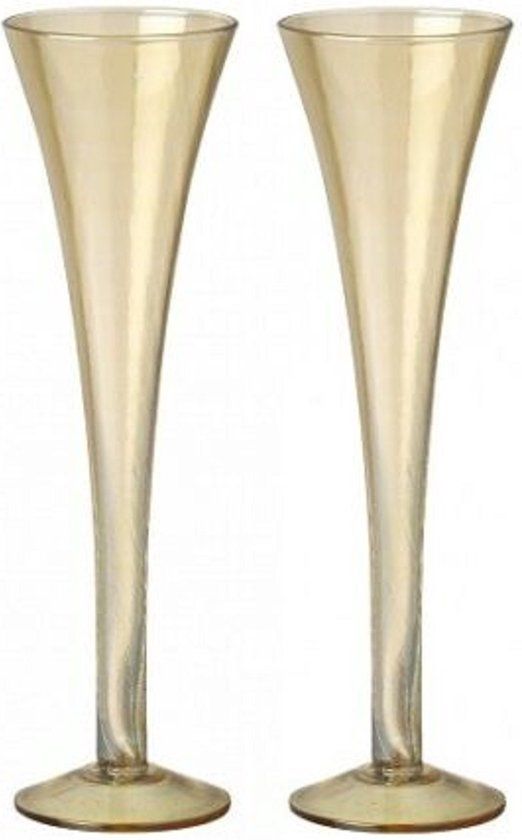 Parlane Champagne Flutes Leila - 2 stuks - Goud | Handgeblazen | 0.2 l