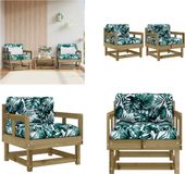 vidaXL Tuinstoelen - 2 st - met kussens - geïmpregneerd grenenhout