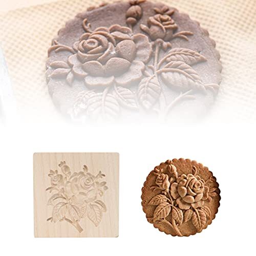 cunz Provence Rose Cookie Stamp, 3D houten bakvorm, koekjespers, stempelvormen, reliëfvorm ?handwerk decoreren bakgereedschap
