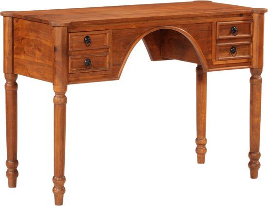 vidaXL Bureau met lades 110x50x76 cm massief acaciahout bruin