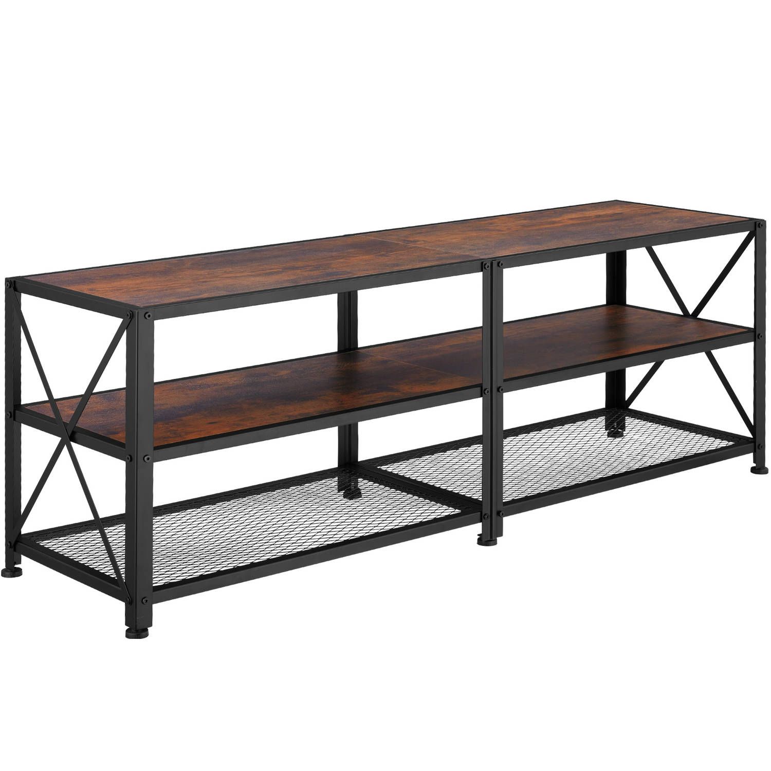 Tectake - TV-meubel - Chicago - Industrieel Donkerbruin - 4061173210777