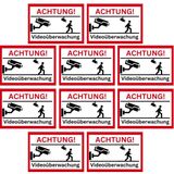 Set van 10 Stickers voor videobewaking - Weerbestendig en UV-bestendig